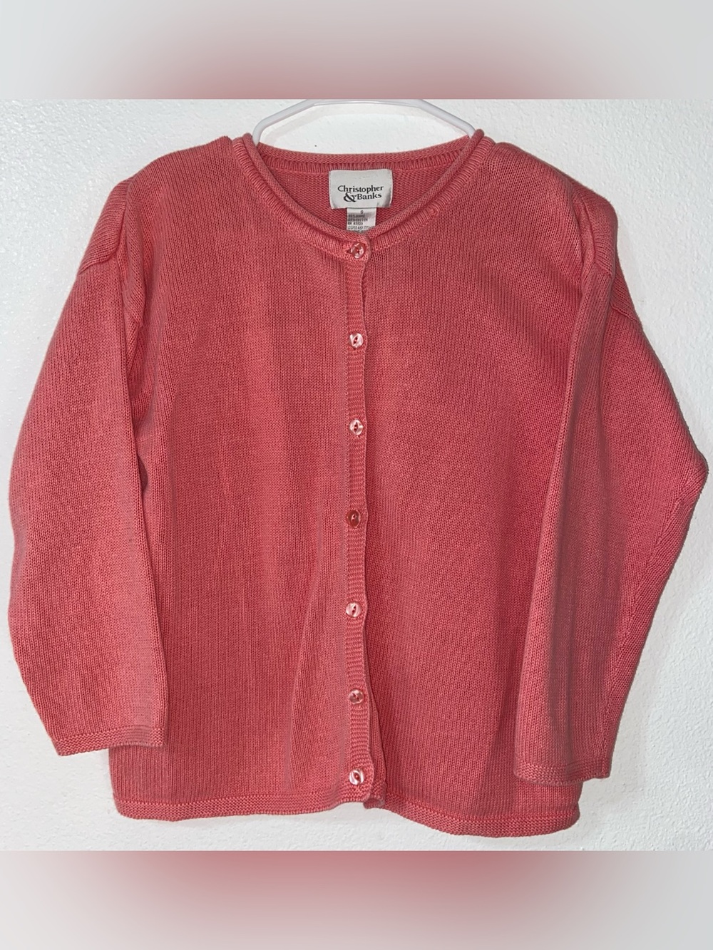 Grandmacore/90s - Christopher & Banks Coral Pink Button-Front Cardigan- S